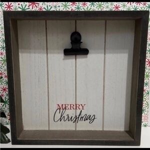 Merry Christmas Wooden Frame with Photo Clip